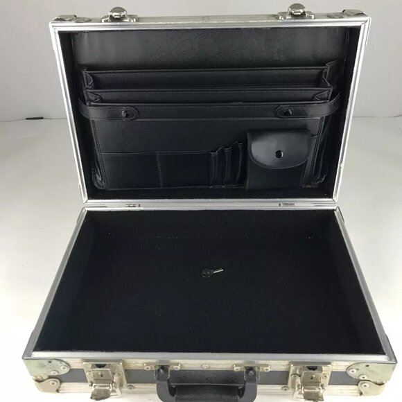 King Kase Unisex Gray Silver‎ Inner Pockets Divider Top Handle Briefcase Bag - Picture 2 of 10
